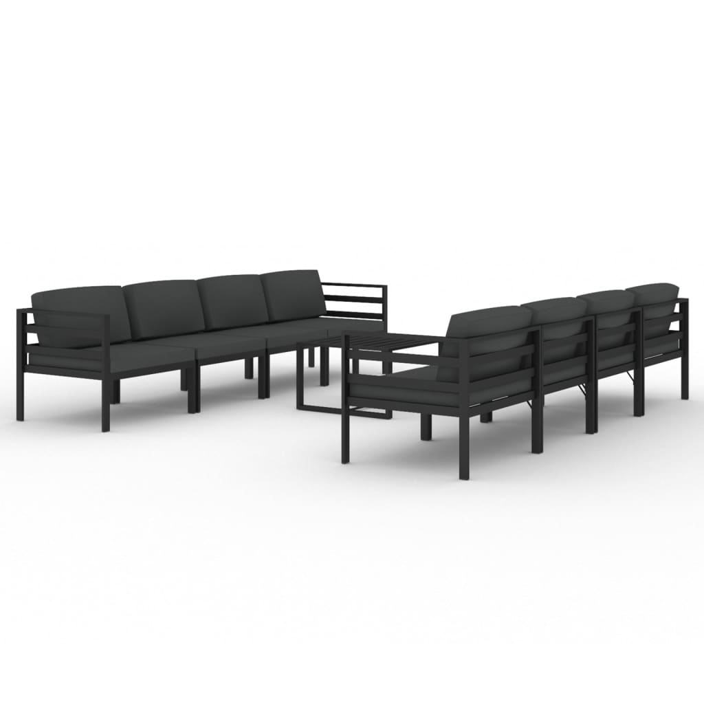 9-delige Loungeset met kussens aluminium antracietkleurig Tuinsets | Creëer jouw Trendy Thuis | Gratis bezorgd & Retour | Trendy.nl