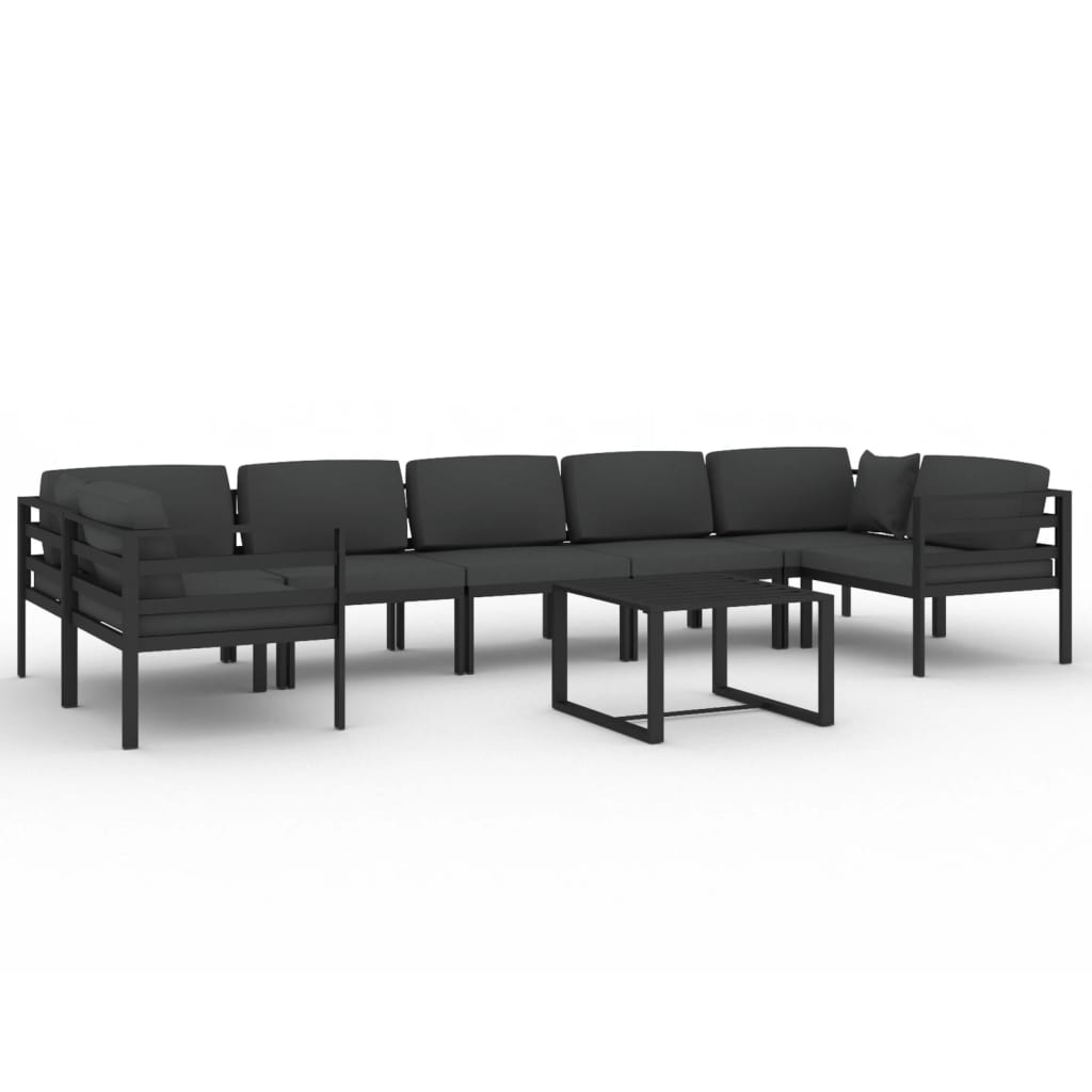 8-delige Loungeset met kussens aluminium antracietkleurig Tuinsets | Creëer jouw Trendy Thuis | Gratis bezorgd & Retour | Trendy.nl