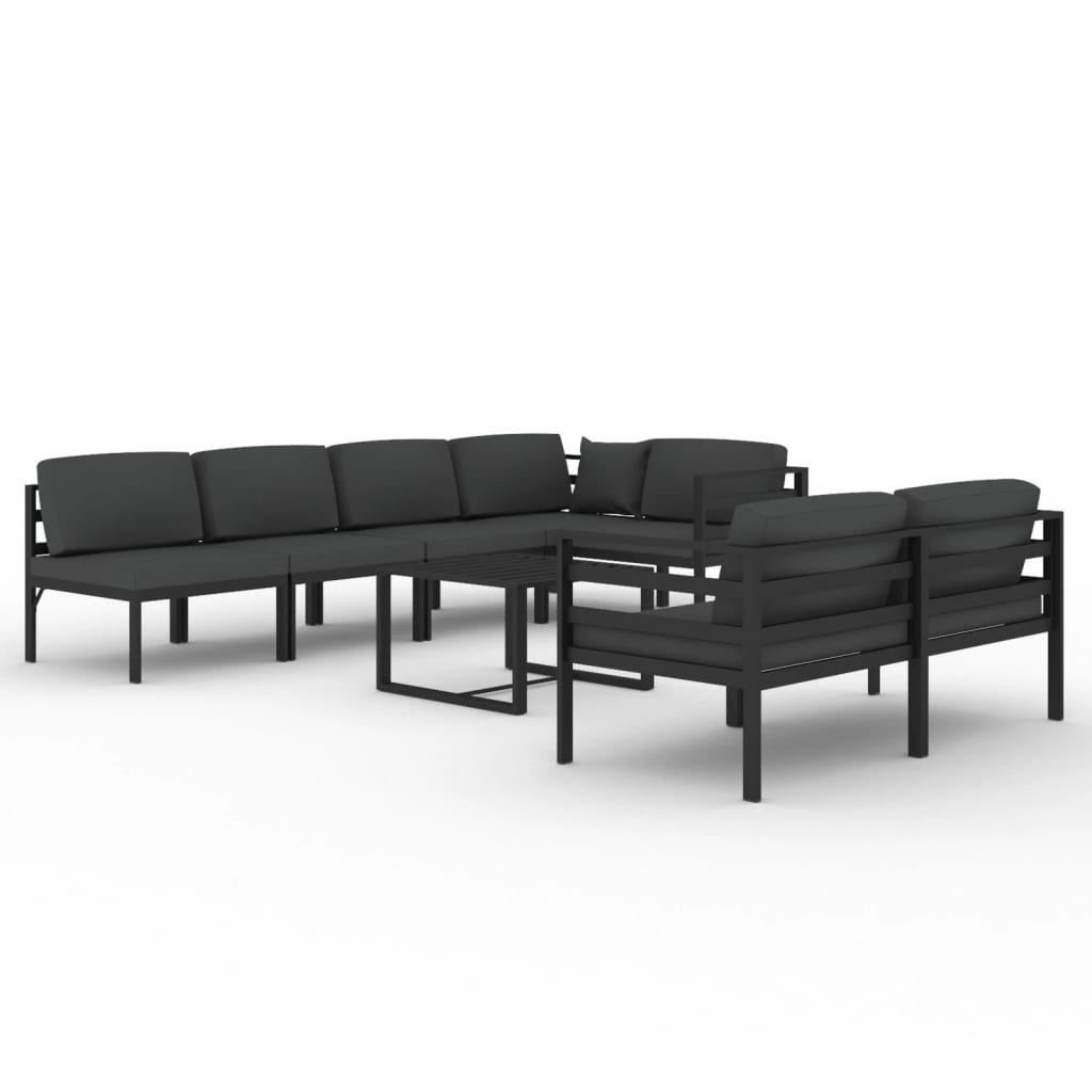 8-delige Loungeset met kussens aluminium antracietkleurig Tuinsets | Creëer jouw Trendy Thuis | Gratis bezorgd & Retour | Trendy.nl