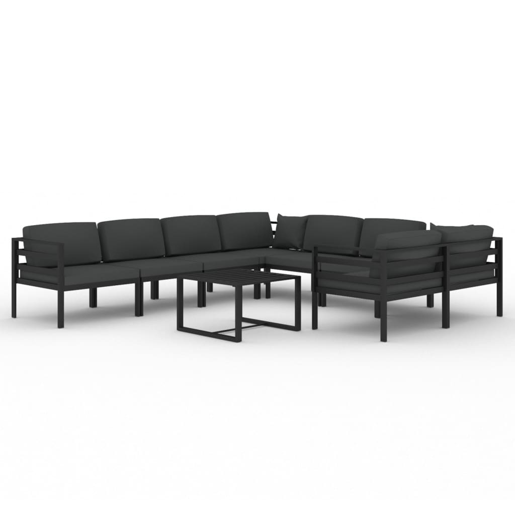 9-delige Loungeset met kussens aluminium antracietkleurig Tuinsets | Creëer jouw Trendy Thuis | Gratis bezorgd & Retour | Trendy.nl