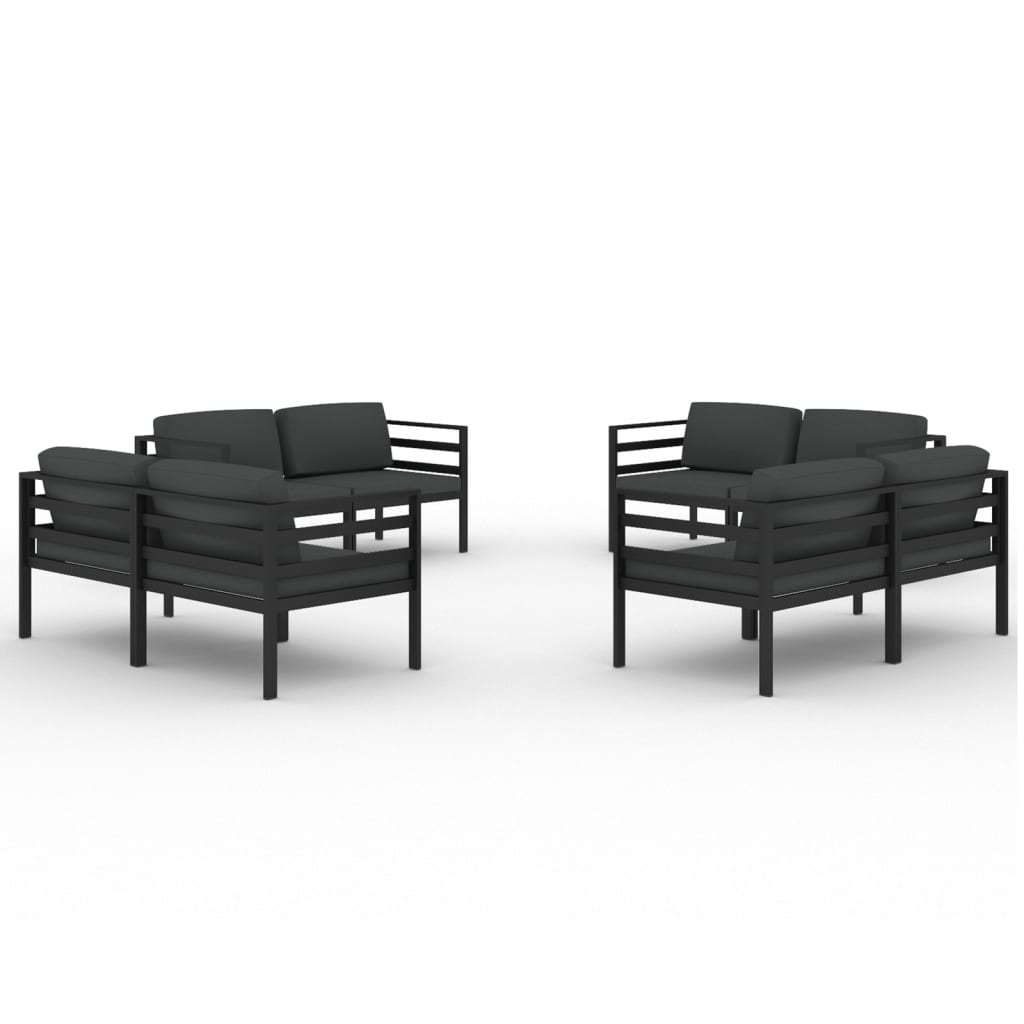 8-delige Loungeset met kussens aluminium antracietkleurig Tuinsets | Creëer jouw Trendy Thuis | Gratis bezorgd & Retour | Trendy.nl