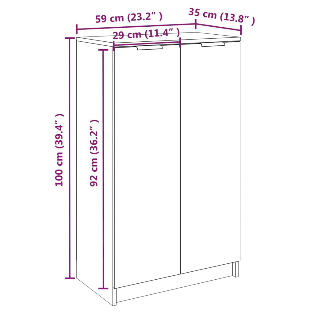 Schoenenkast 59x35x100 cm bewerkt hout betongrijs Schoenenrekken | Creëer jouw Trendy Thuis | Gratis bezorgd & Retour | Trendy.nl