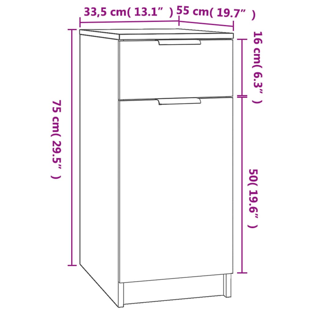 Bureaukast 33,5x50x75 cm bewerkt hout zwart Opbergkasten & lockerkasten | Creëer jouw Trendy Thuis | Gratis bezorgd & Retour | Trendy.nl