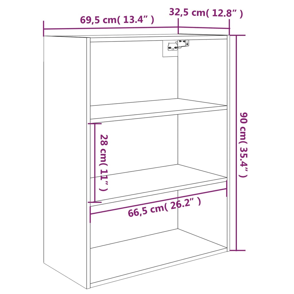 Hangkast 69,5x32,5x90 cm zwart Dressoirs & buffetkasten | Creëer jouw Trendy Thuis | Gratis bezorgd & Retour | Trendy.nl