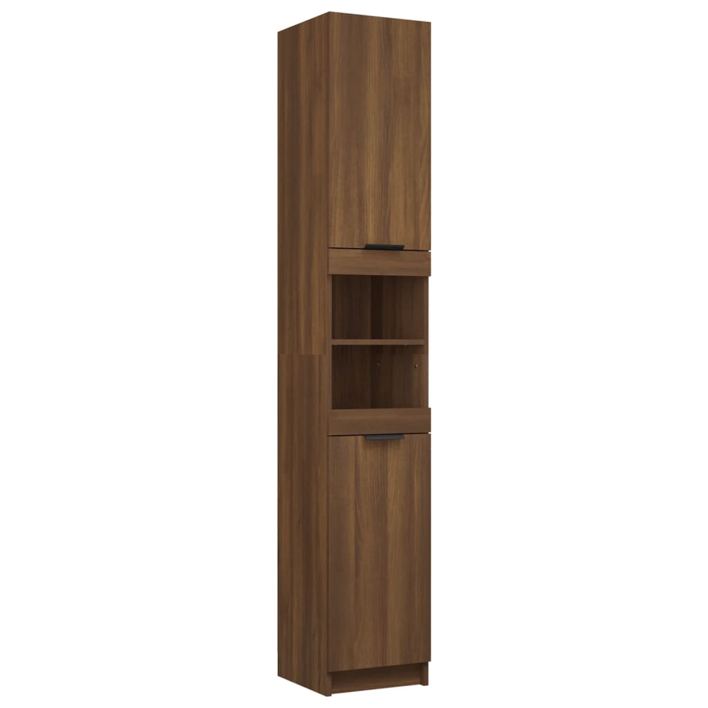 Badkamerkast 32x34x188,5 cm bewerkt hout bruin eikenkleur Badkamerkaptafels | Creëer jouw Trendy Thuis | Gratis bezorgd & Retour | Trendy.nl