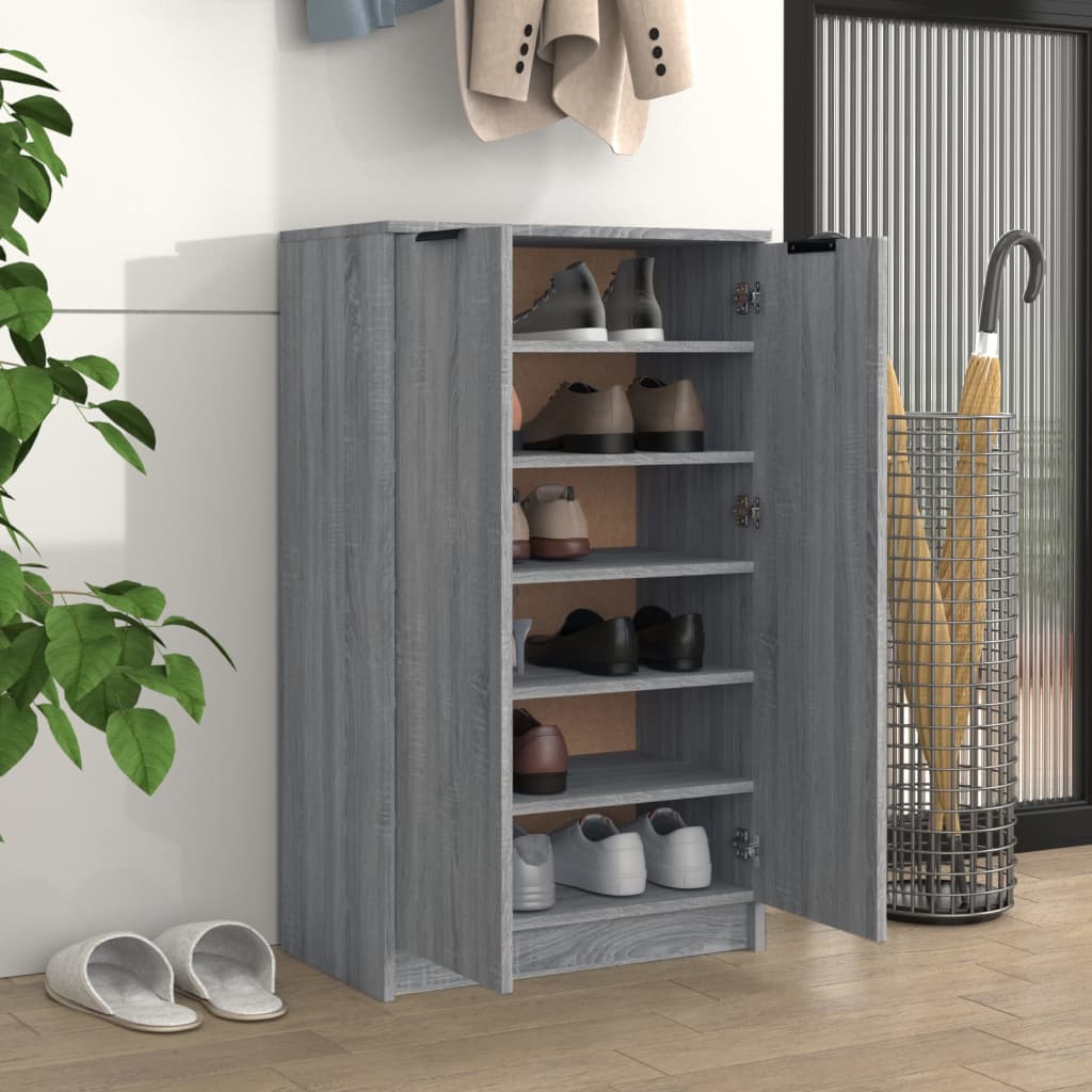 Schoenenkast 59x35x100 cm bewerkt hout grijs sonoma eikenkleur Schoenenrekken | Creëer jouw Trendy Thuis | Gratis bezorgd & Retour | Trendy.nl