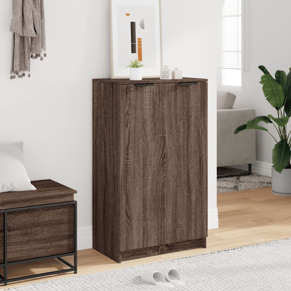 Stijlvolle bruineikenkleurige schoenenkast van bewerkt hout - 59x35x100 cm Schoenenrekken | Creëer jouw Trendy Thuis | Gratis bezorgd & Retour | Trendy.nl