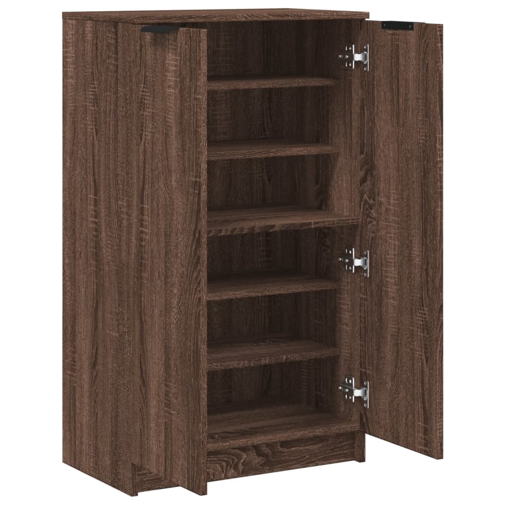 Stijlvolle bruineikenkleurige schoenenkast van bewerkt hout - 59x35x100 cm Schoenenrekken | Creëer jouw Trendy Thuis | Gratis bezorgd & Retour | Trendy.nl