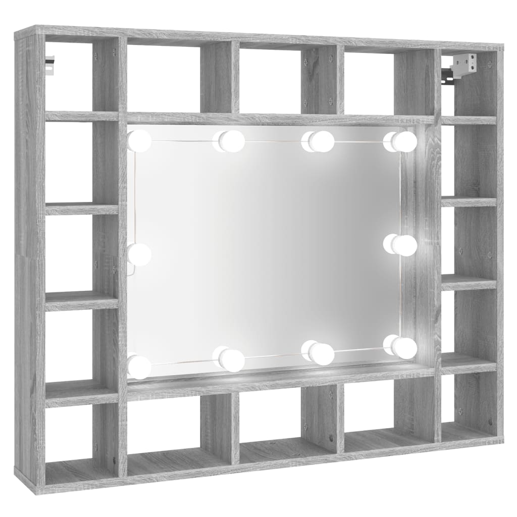 Spiegelkast met LED-verlichting 91x15x76,5 cm grijs sonoma Badkamerkaptafels | Creëer jouw Trendy Thuis | Gratis bezorgd & Retour | Trendy.nl