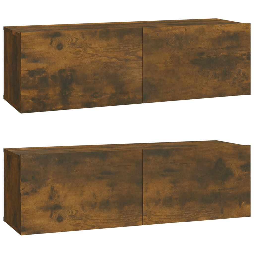 Tv-wandmeubels 2 st 100x30x30 cm bewerkt hout gerookt eiken Tv-meubels | Creëer jouw Trendy Thuis | Gratis bezorgd & Retour | Trendy.nl