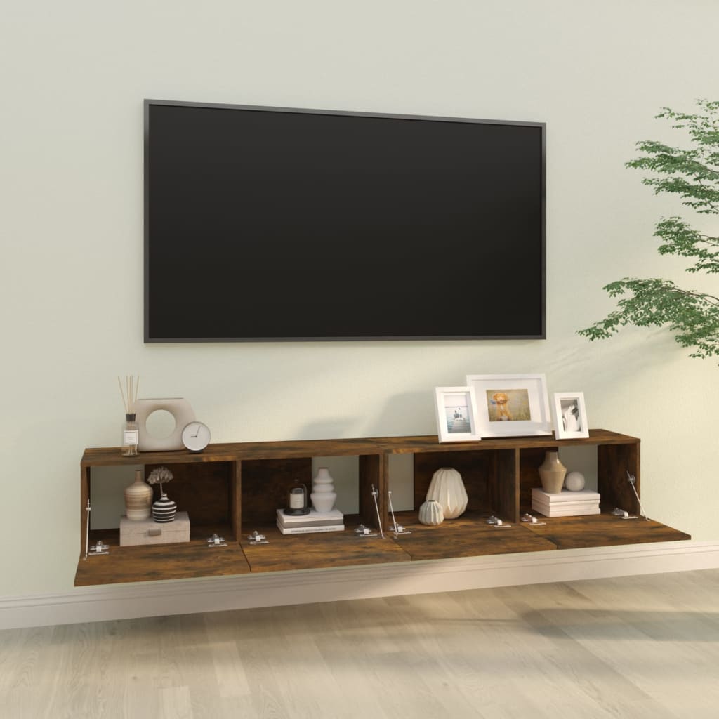 Tv-wandmeubels 2 st 100x30x30 cm bewerkt hout gerookt eiken Tv-meubels | Creëer jouw Trendy Thuis | Gratis bezorgd & Retour | Trendy.nl