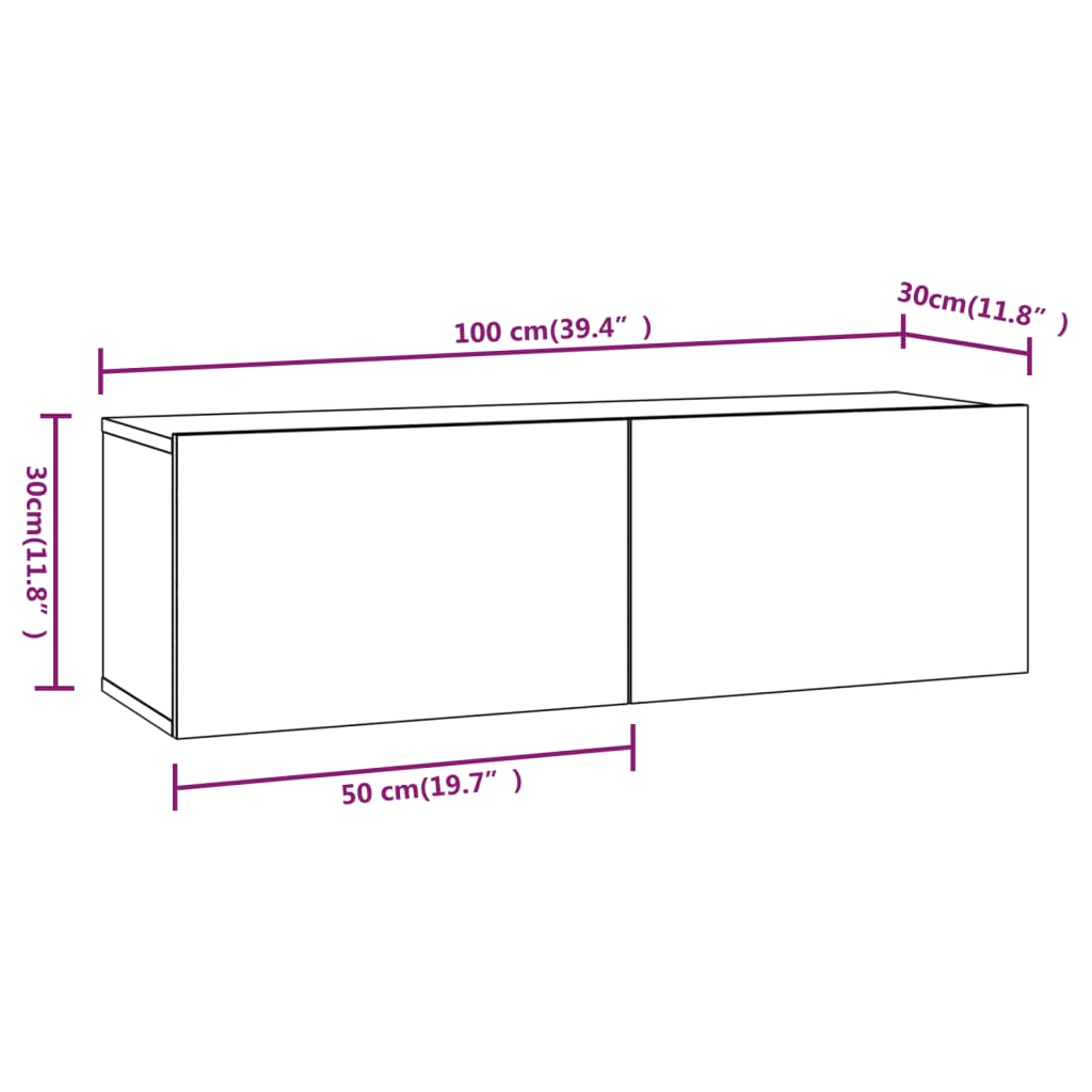 Tv-wandmeubels 2 st 100x30x30 cm bewerkt hout gerookt eiken Tv-meubels | Creëer jouw Trendy Thuis | Gratis bezorgd & Retour | Trendy.nl