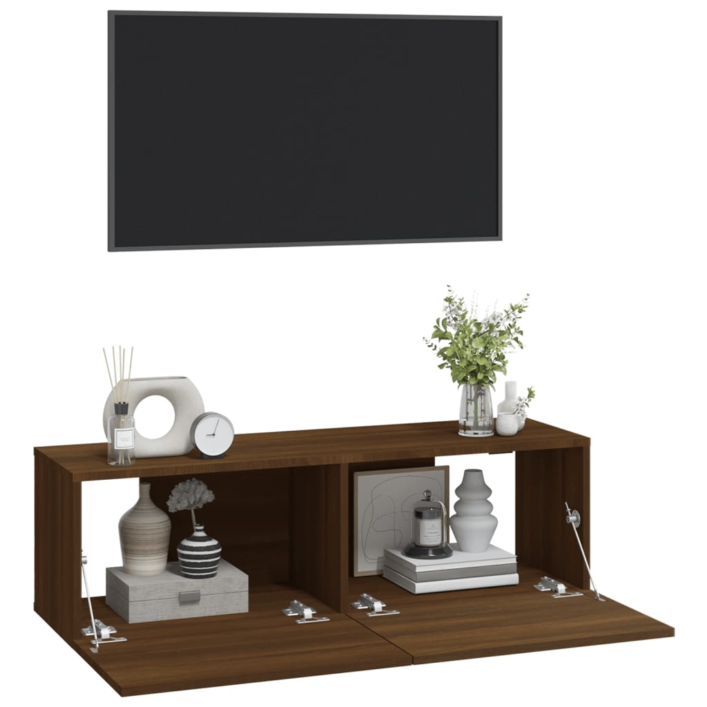 Tv-wandmeubels 2 st 100x30x30 cm hout bruin eikenkleurig Tv-meubels | Creëer jouw Trendy Thuis | Gratis bezorgd & Retour | Trendy.nl