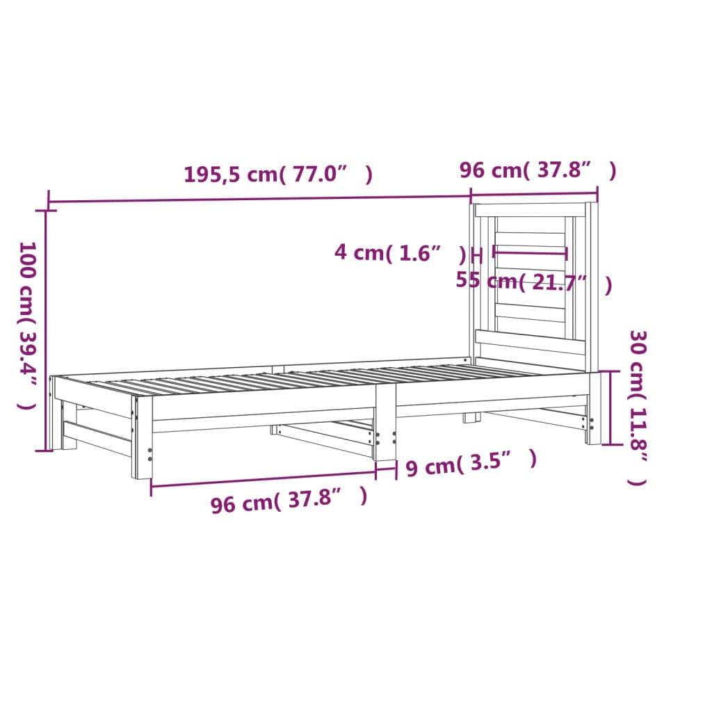 Slaapbank uitschuifbaar massief grenenhout 2x(90x190) cm Bedden & bedframes | Creëer jouw Trendy Thuis | Gratis bezorgd & Retour | Trendy.nl