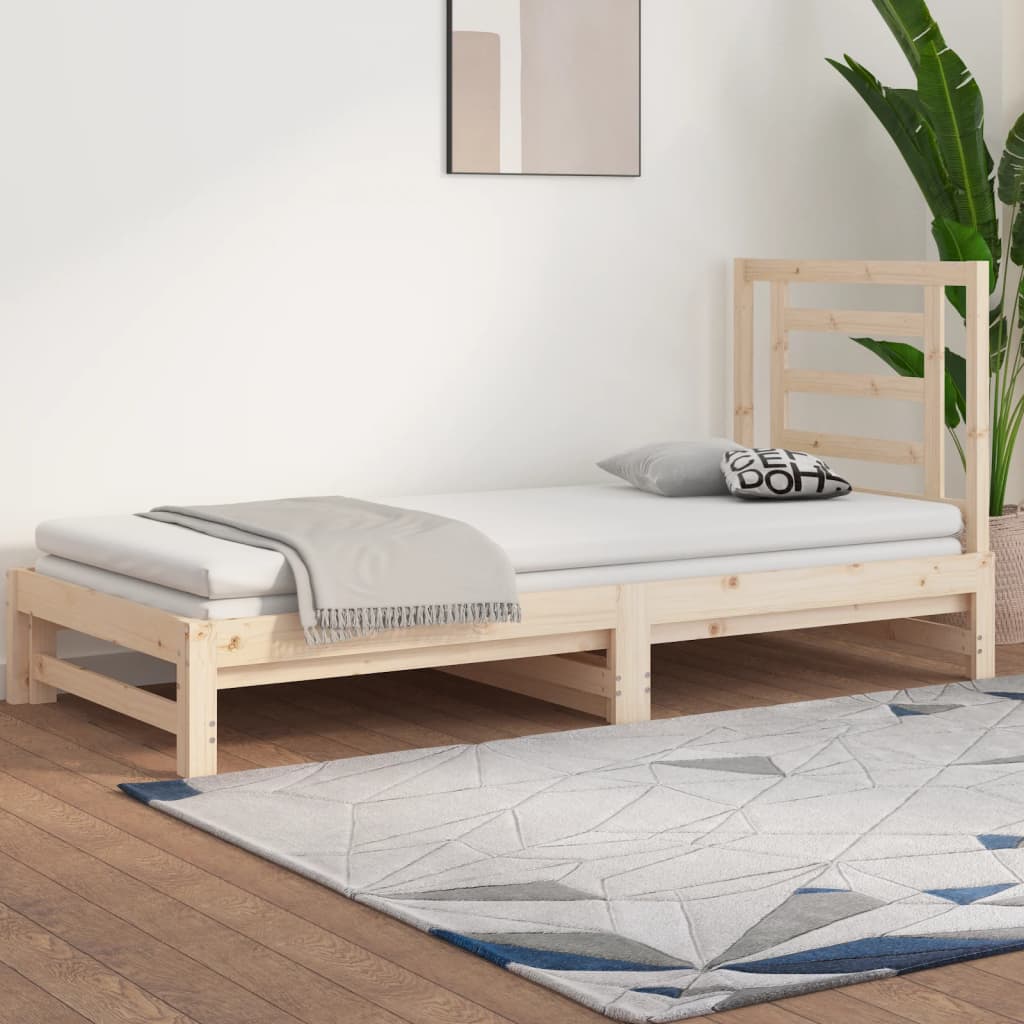 Slaapbank uitschuifbaar massief grenenhout 2x(90x190) cm Bedden & bedframes | Creëer jouw Trendy Thuis | Gratis bezorgd & Retour | Trendy.nl