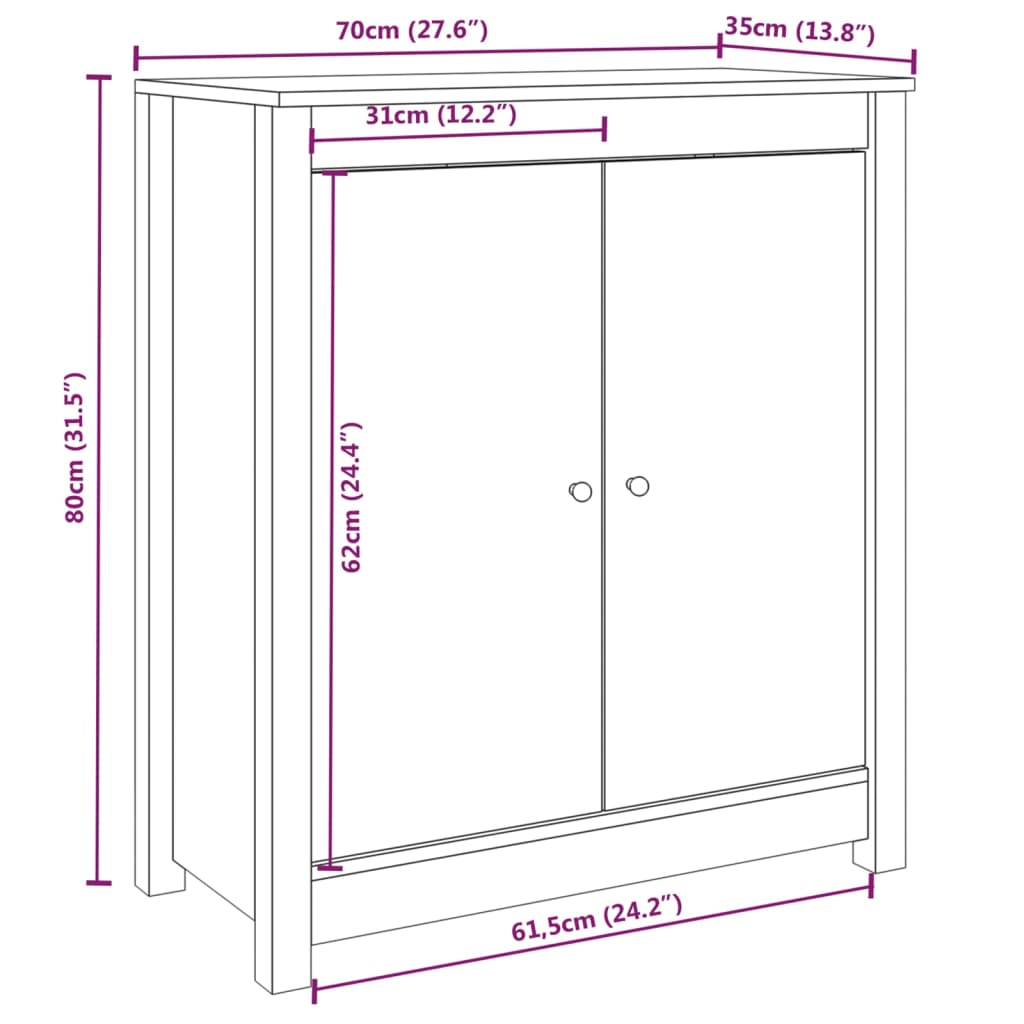 2 st Dressoirs 70x35x80 cm massief grenenhout honingbruin Dressoirs & buffetkasten | Creëer jouw Trendy Thuis | Gratis bezorgd & Retour | Trendy.nl