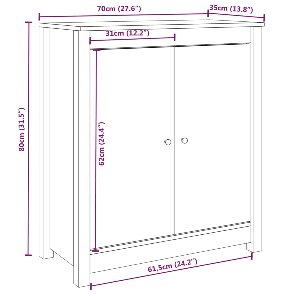 2 st Dressoirs 70x35x80 cm massief grenenhout zwart Dressoirs & buffetkasten | Creëer jouw Trendy Thuis | Gratis bezorgd & Retour | Trendy.nl