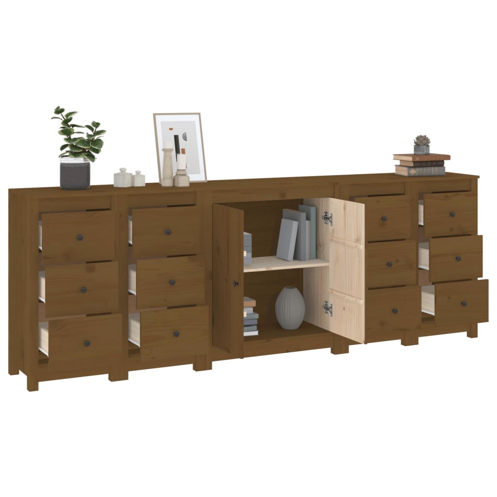 Dressoir 230x35x80 cm massief grenenhout honingbruin Dressoirs & buffetkasten | Creëer jouw Trendy Thuis | Gratis bezorgd & Retour | Trendy.nl