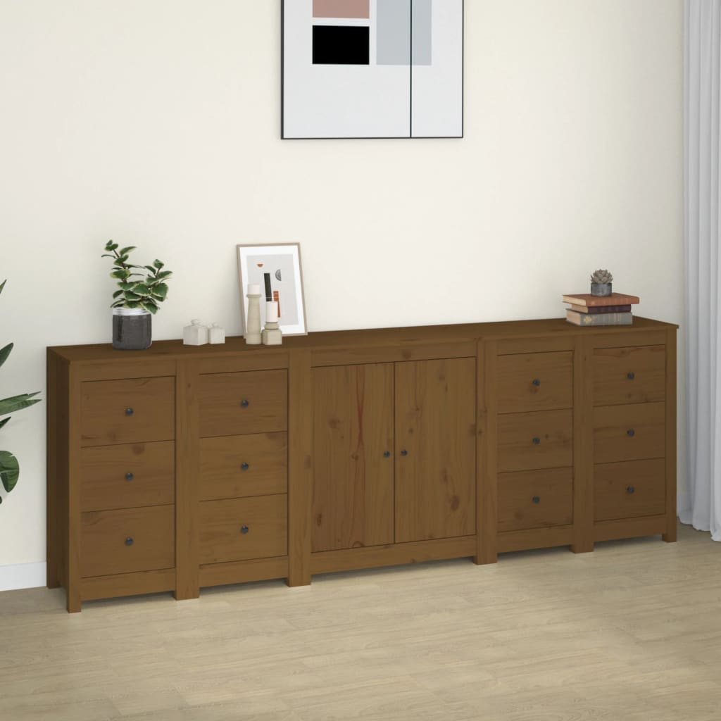 Dressoir 230x35x80 cm massief grenenhout honingbruin Dressoirs & buffetkasten | Creëer jouw Trendy Thuis | Gratis bezorgd & Retour | Trendy.nl