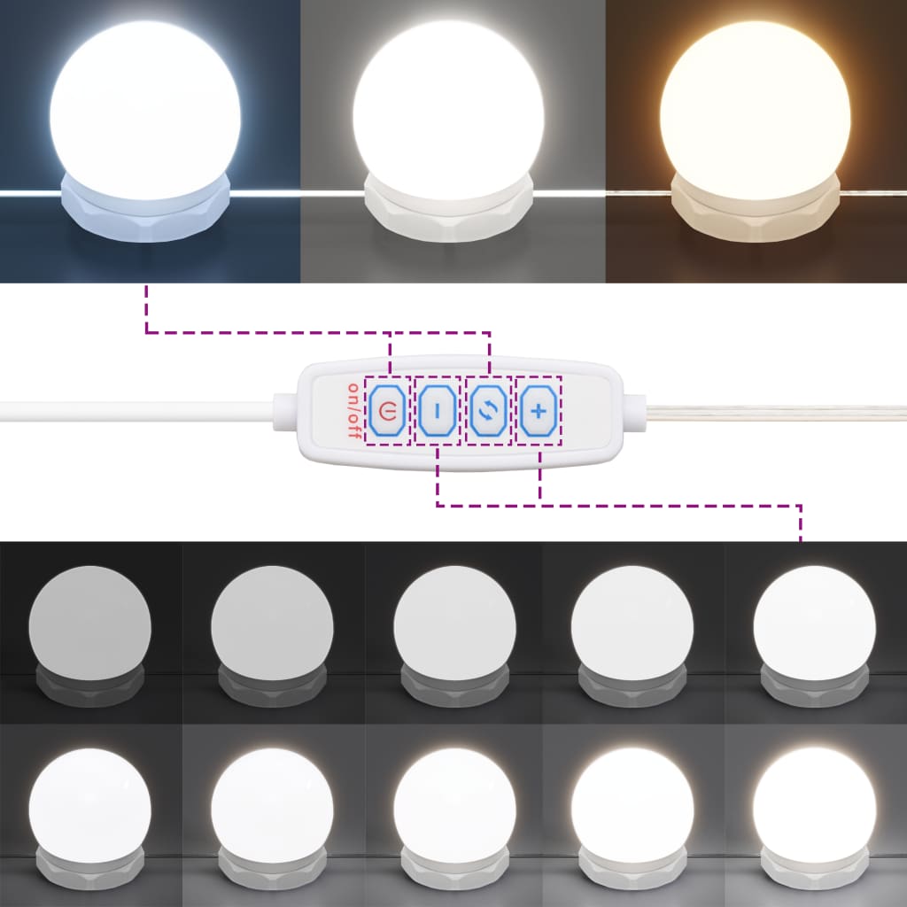 Kaptafelset met LED's bewerkt hout hoogglans wit Slaapkamerkaptafels | Creëer jouw Trendy Thuis | Gratis bezorgd & Retour | Trendy.nl