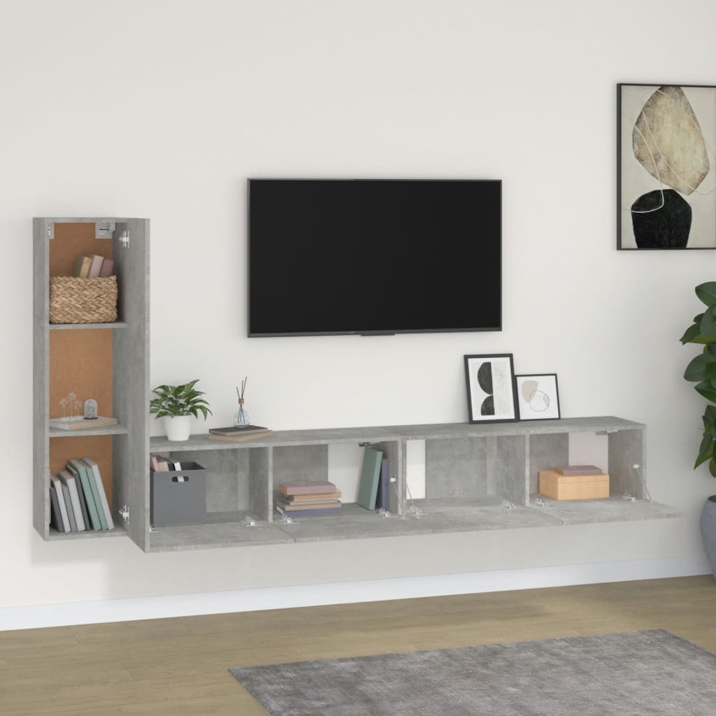 3-delige Tv-meubelset bewerkt hout betongrijs Tv-meubels | Creëer jouw Trendy Thuis | Gratis bezorgd & Retour | Trendy.nl