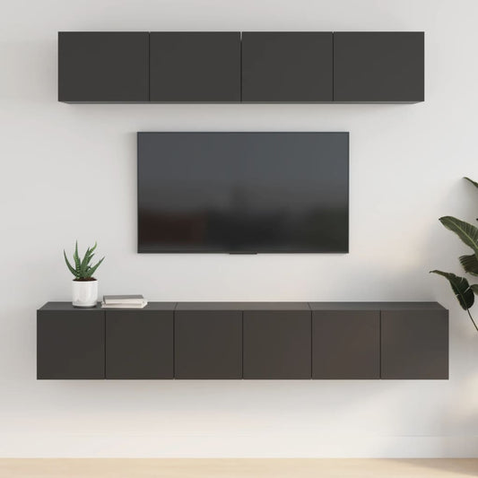 5-delige Tv-meubelset bewerkt hout zwart Tv-meubels | Creëer jouw Trendy Thuis | Gratis bezorgd & Retour | Trendy.nl