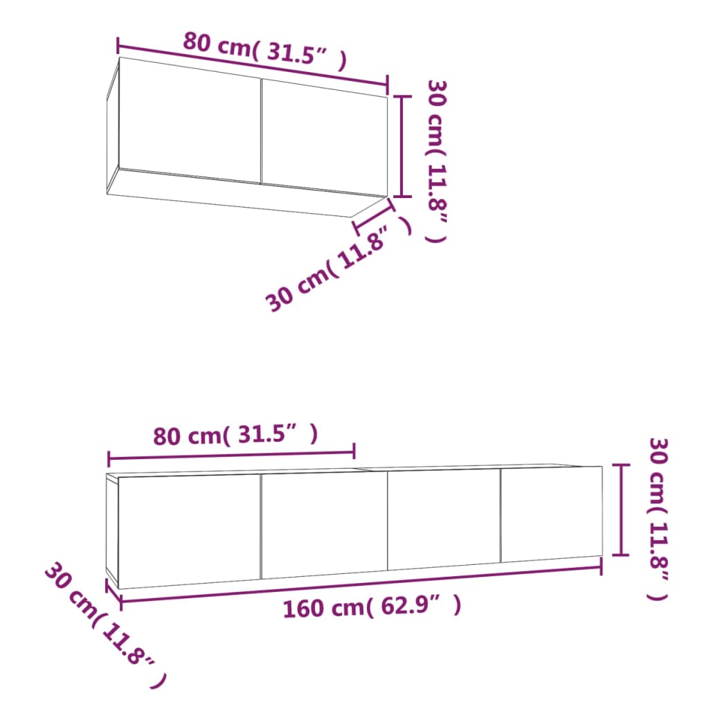 3-delige Tv-meubelset bewerkt hout zwart Tv-meubels | Creëer jouw Trendy Thuis | Gratis bezorgd & Retour | Trendy.nl