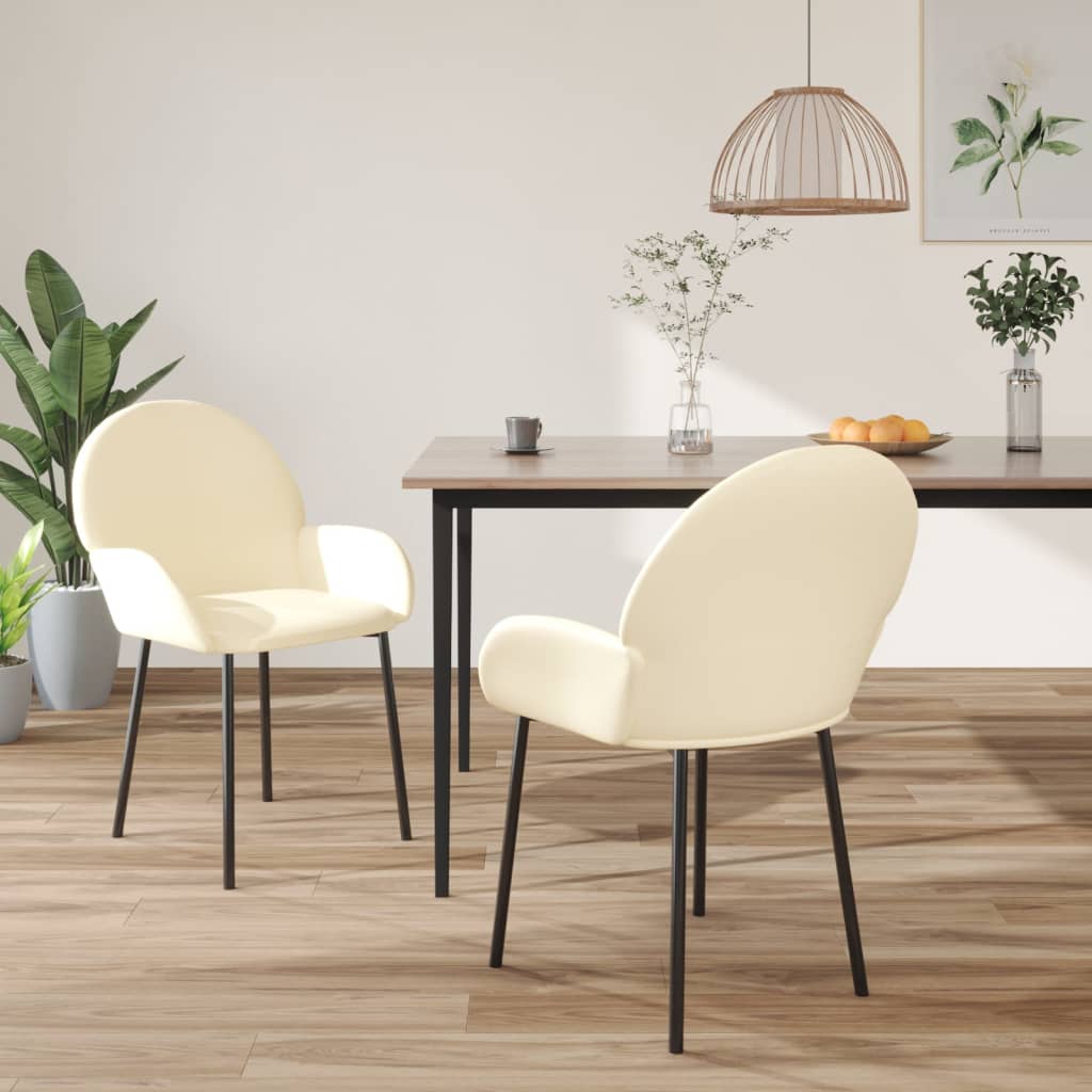 Eetkamerstoelen 2 st kunstleer crèmekleurig Eetkamerstoelen | Creëer jouw Trendy Thuis | Gratis bezorgd & Retour | Trendy.nl