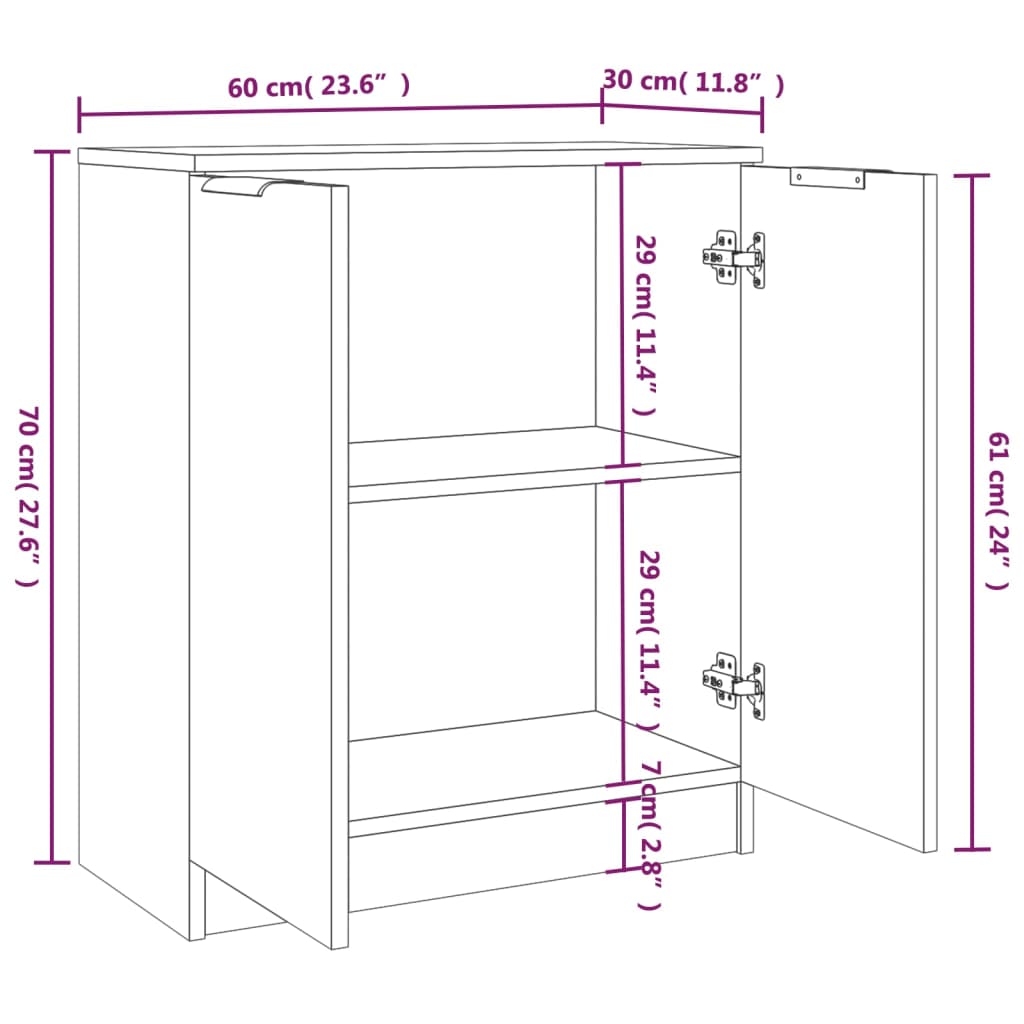 Dressoirs 2 st 60x30x70 cm bewerkt hout sonoma eikenkleurig Dressoirs & buffetkasten | Creëer jouw Trendy Thuis | Gratis bezorgd & Retour | Trendy.nl