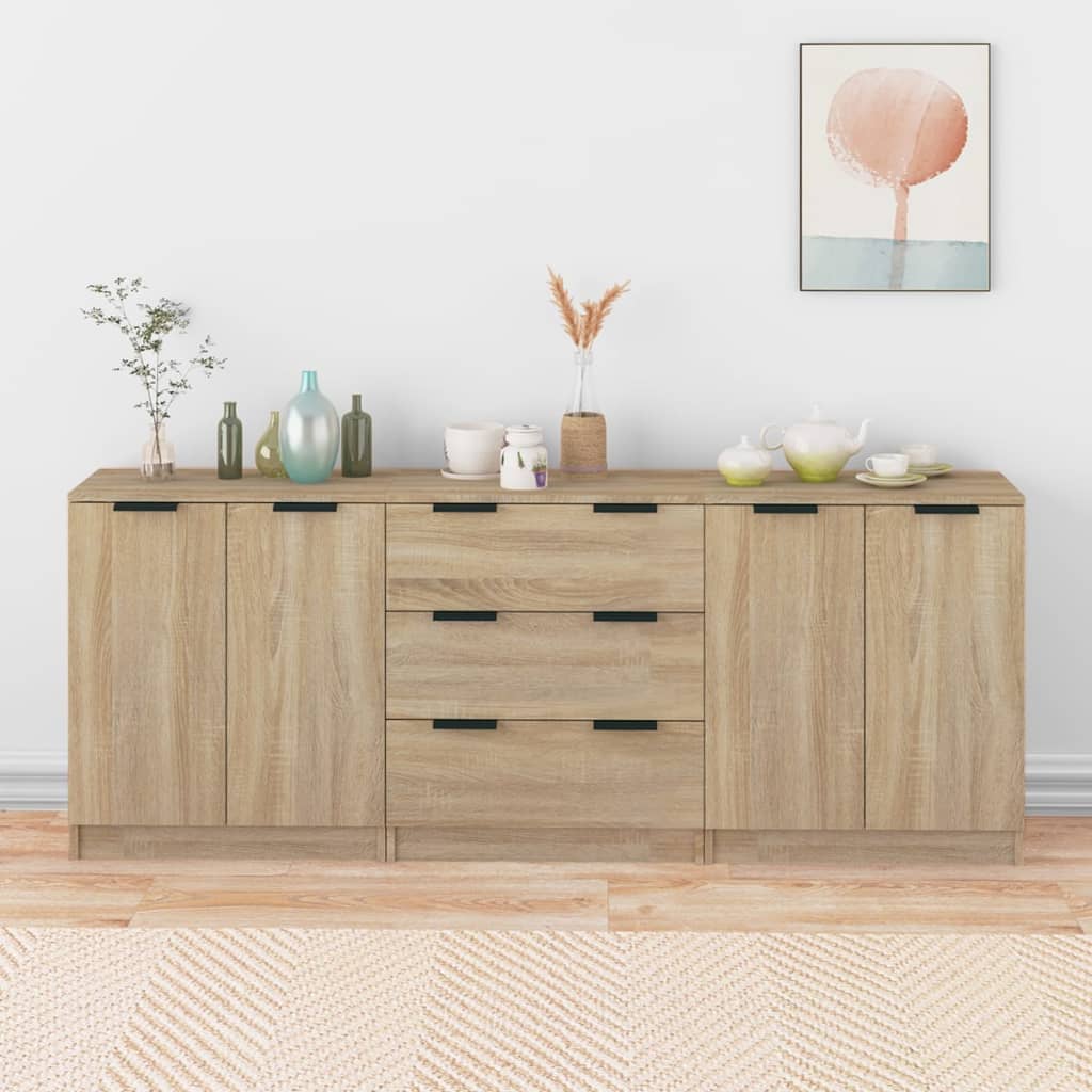 3 st Dressoirs bewerkt hout sonoma eikenkleurig Dressoirs & buffetkasten | Creëer jouw Trendy Thuis | Gratis bezorgd & Retour | Trendy.nl