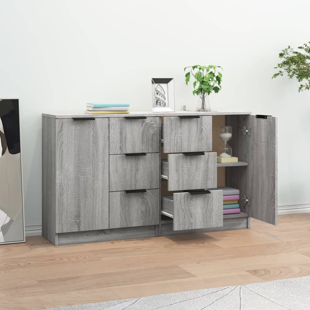 Dressoirs 2 st 60x30x70 cm bewerkt hout grijs sonoma eikenkleur Dressoirs & buffetkasten | Creëer jouw Trendy Thuis | Gratis bezorgd & Retour | Trendy.nl