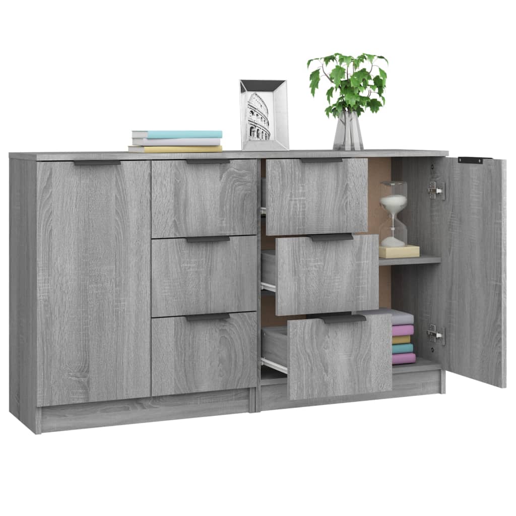 Dressoirs 2 st 60x30x70 cm bewerkt hout grijs sonoma eikenkleur Dressoirs & buffetkasten | Creëer jouw Trendy Thuis | Gratis bezorgd & Retour | Trendy.nl