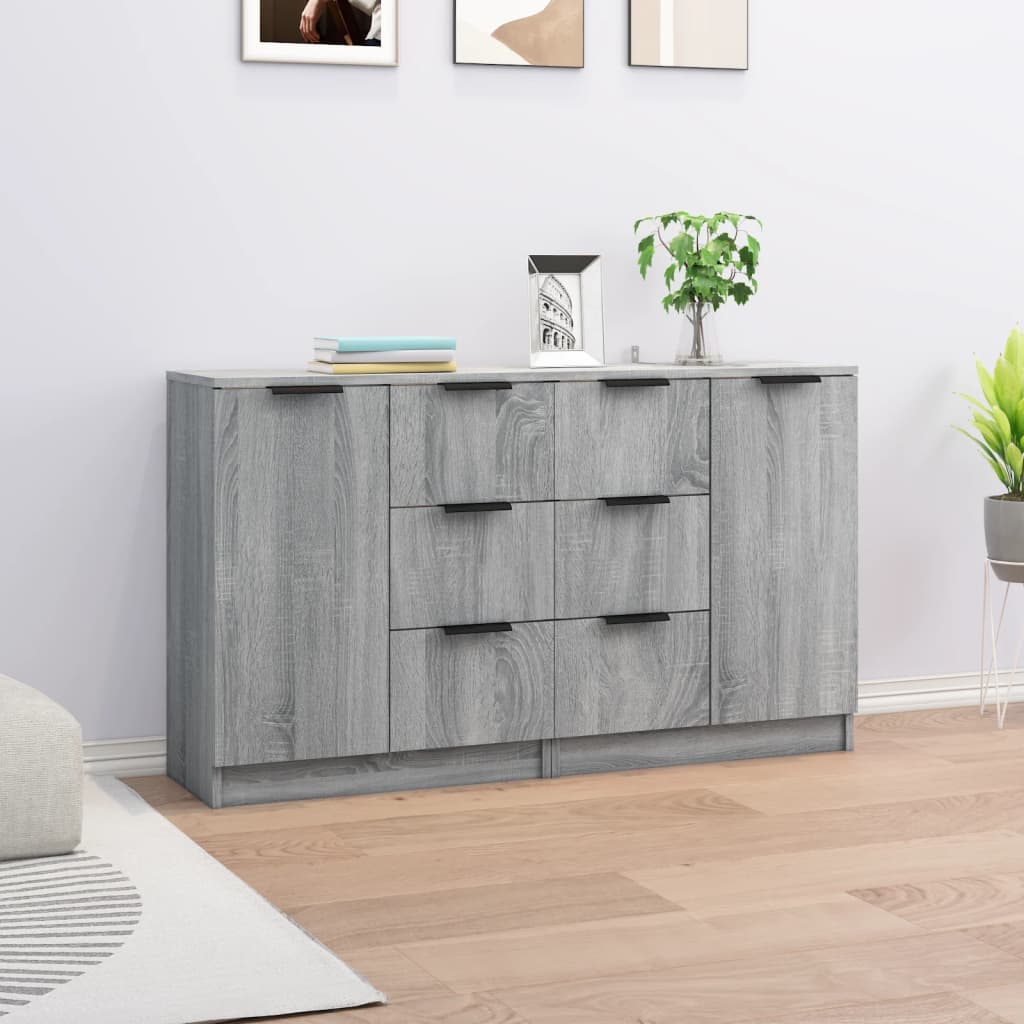 Dressoirs 2 st 60x30x70 cm bewerkt hout grijs sonoma eikenkleur Dressoirs & buffetkasten | Creëer jouw Trendy Thuis | Gratis bezorgd & Retour | Trendy.nl