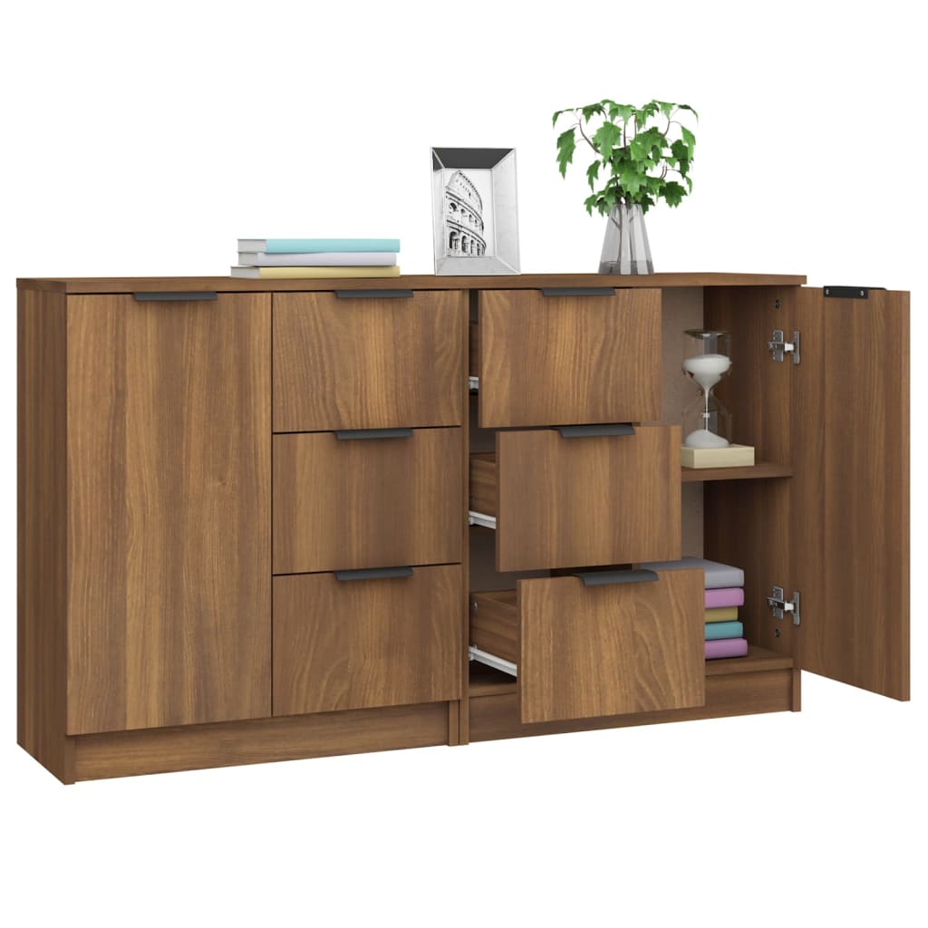 Dressoirs 2 st 60x30x70 cm bewerkt hout bruineikenkleurig Dressoirs & buffetkasten | Creëer jouw Trendy Thuis | Gratis bezorgd & Retour | Trendy.nl