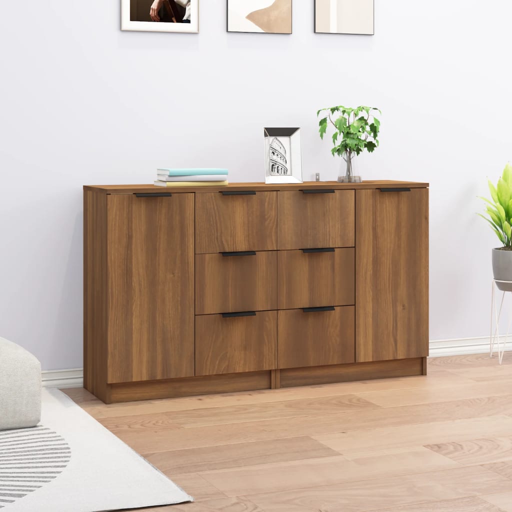 Dressoirs 2 st 60x30x70 cm bewerkt hout bruineikenkleurig Dressoirs & buffetkasten | Creëer jouw Trendy Thuis | Gratis bezorgd & Retour | Trendy.nl