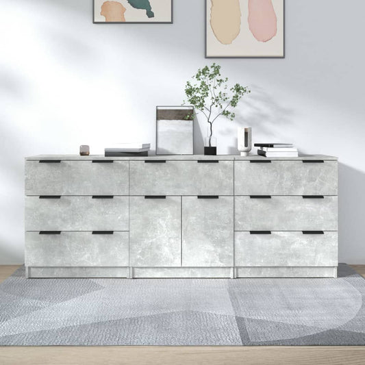 Dressoirs 3 st bewerkt hout betongrijs Dressoirs & buffetkasten | Creëer jouw Trendy Thuis | Gratis bezorgd & Retour | Trendy.nl