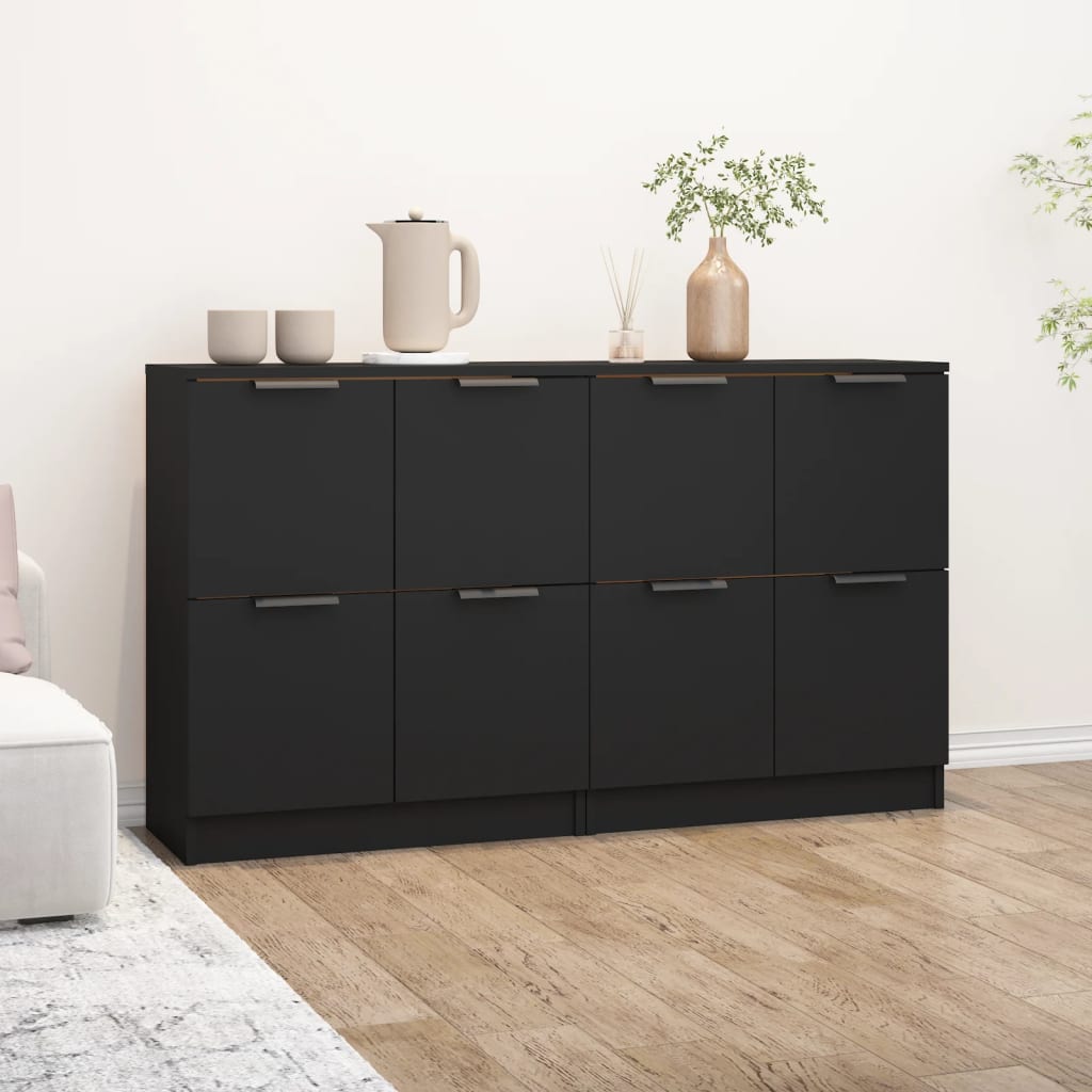 Dressoirs 2 st 60x30x70 cm bewerkt hout zwart Dressoirs & buffetkasten | Creëer jouw Trendy Thuis | Gratis bezorgd & Retour | Trendy.nl