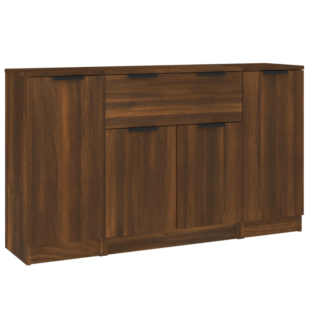 Dressoirs 3 st bewerkt hout bruin eikenkleur Dressoirs & buffetkasten | Creëer jouw Trendy Thuis | Gratis bezorgd & Retour | Trendy.nl