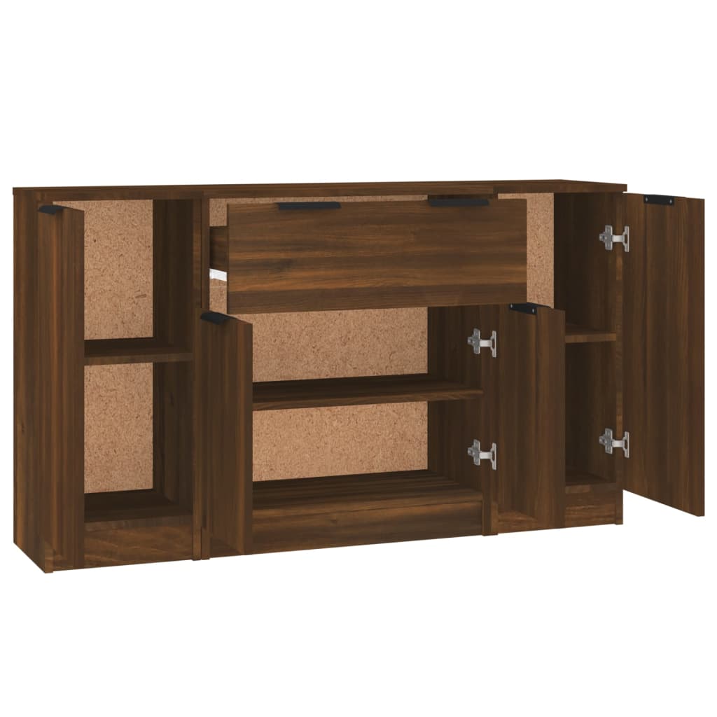 Dressoirs 3 st bewerkt hout bruin eikenkleur Dressoirs & buffetkasten | Creëer jouw Trendy Thuis | Gratis bezorgd & Retour | Trendy.nl