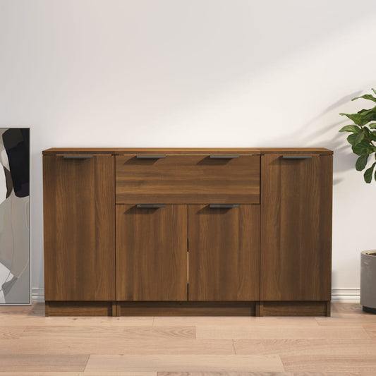 Dressoirs 3 st bewerkt hout bruin eikenkleur Dressoirs & buffetkasten | Creëer jouw Trendy Thuis | Gratis bezorgd & Retour | Trendy.nl