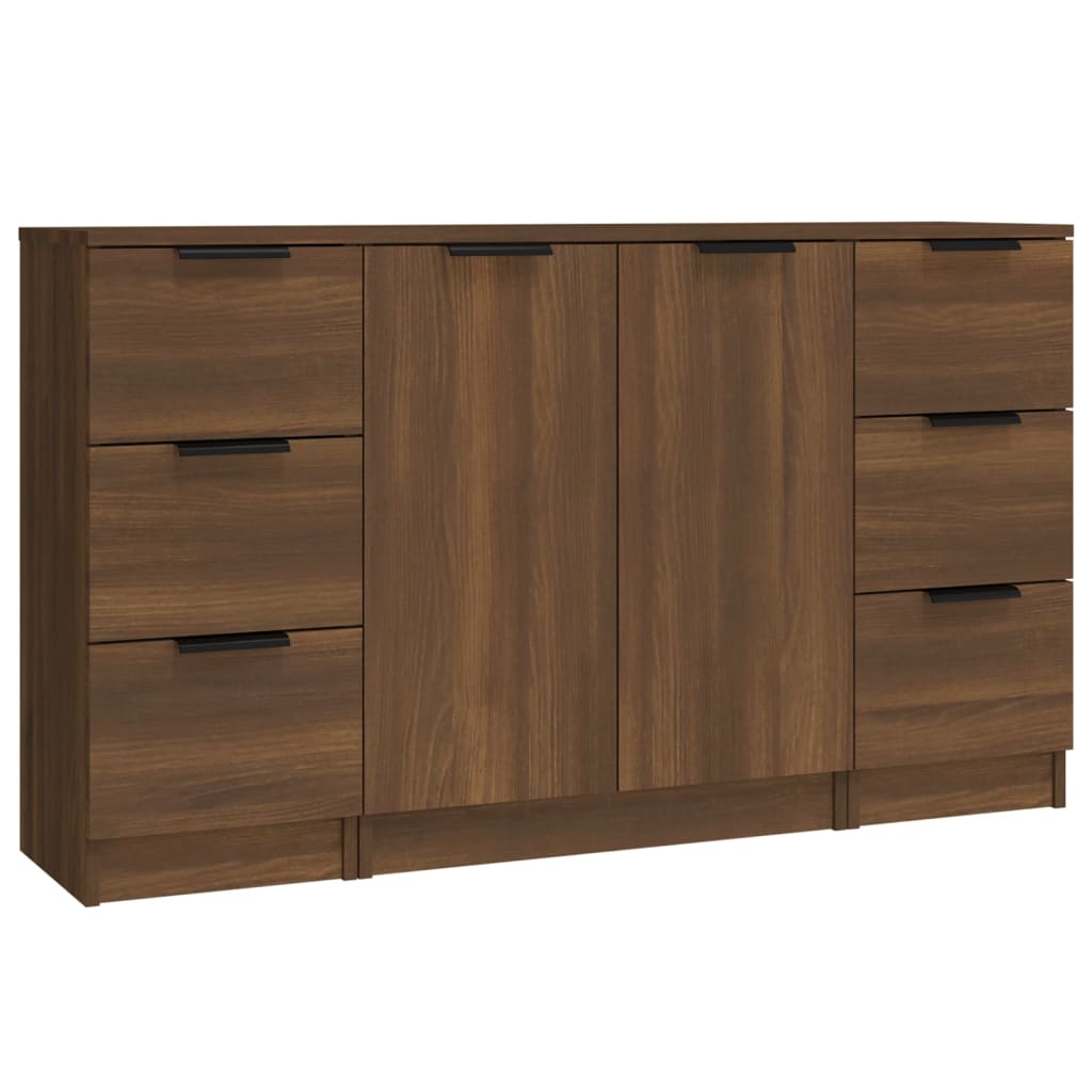 Dressoirs 3 st bewerkt hout bruin eikenkleur Dressoirs & buffetkasten | Creëer jouw Trendy Thuis | Gratis bezorgd & Retour | Trendy.nl