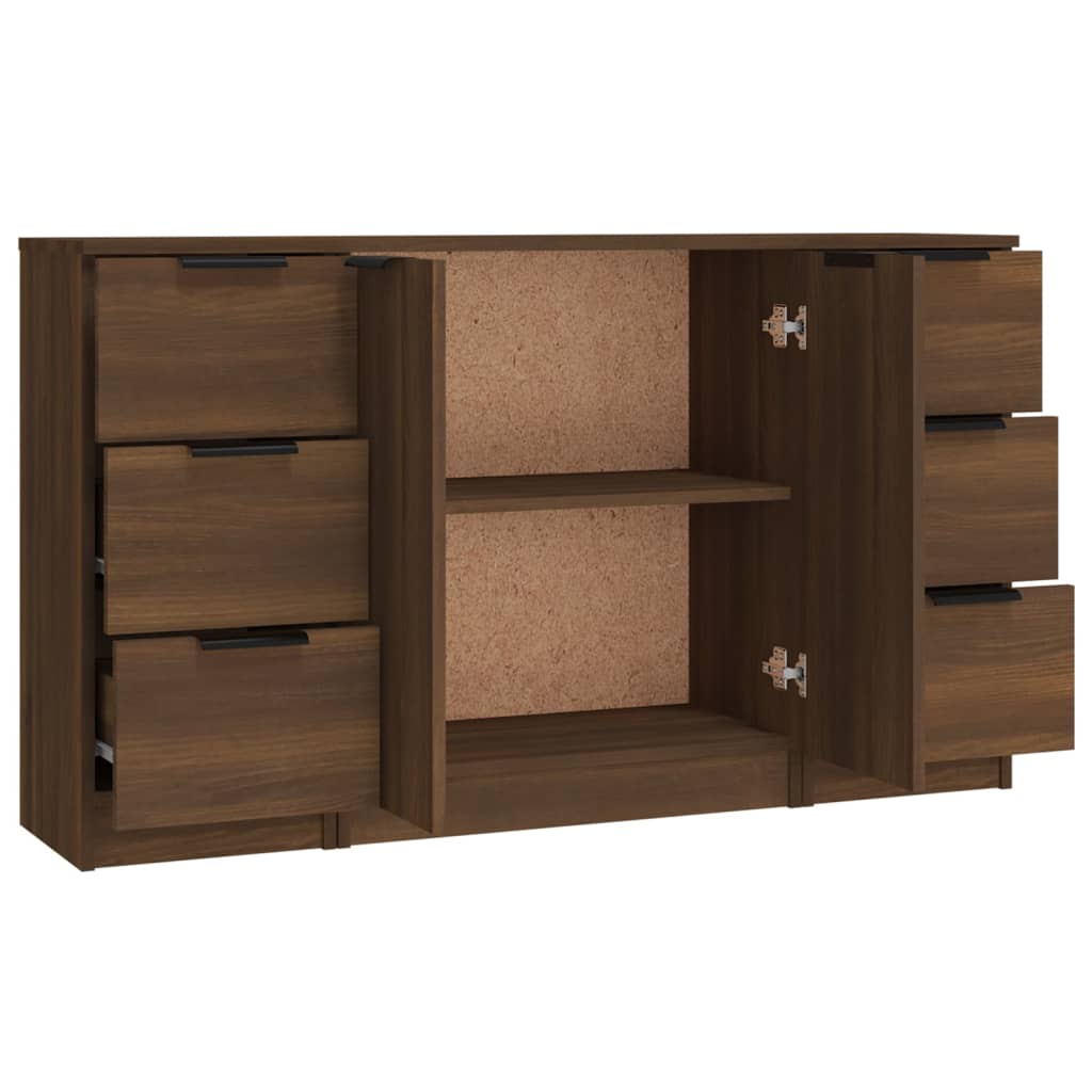 Dressoirs 3 st bewerkt hout bruin eikenkleur Dressoirs & buffetkasten | Creëer jouw Trendy Thuis | Gratis bezorgd & Retour | Trendy.nl