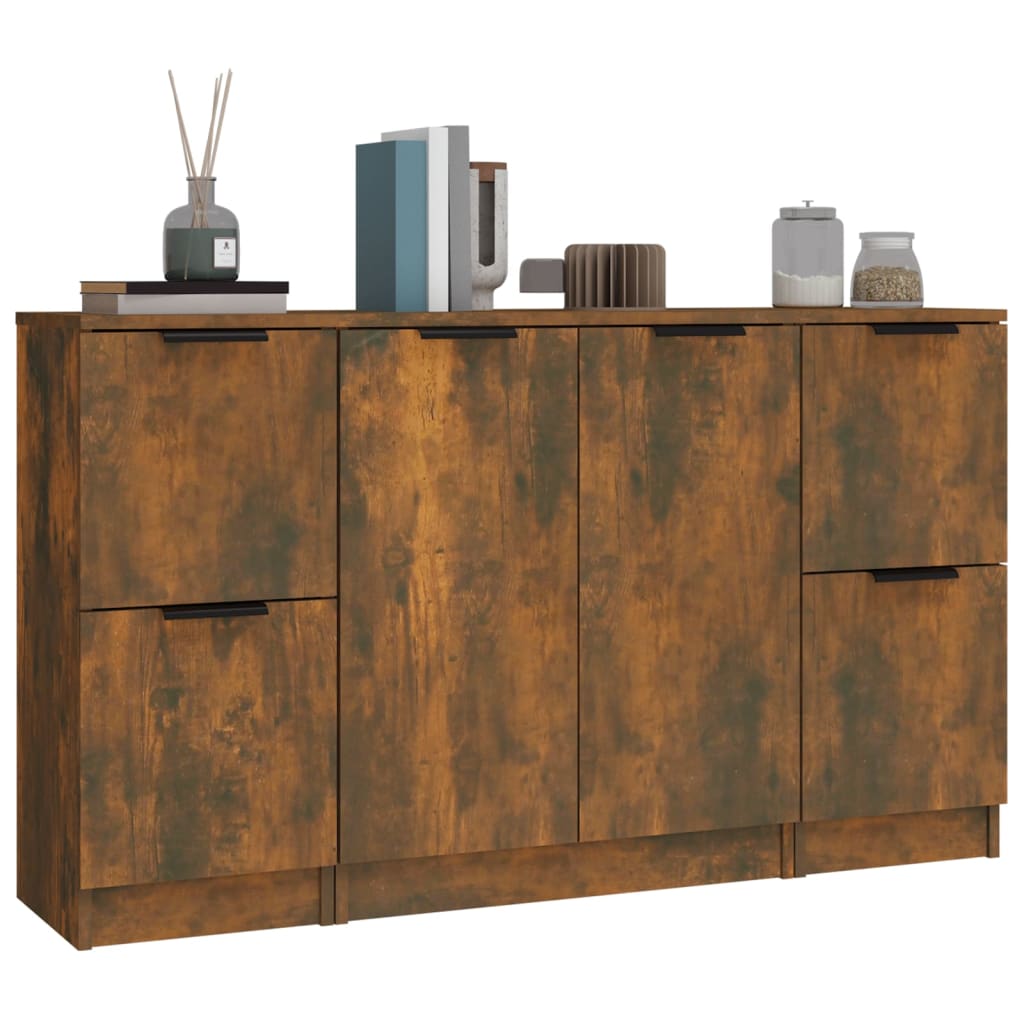 Dressoirs 3 st bewerkt hout gerookt eikenkleurig Dressoirs & buffetkasten | Creëer jouw Trendy Thuis | Gratis bezorgd & Retour | Trendy.nl