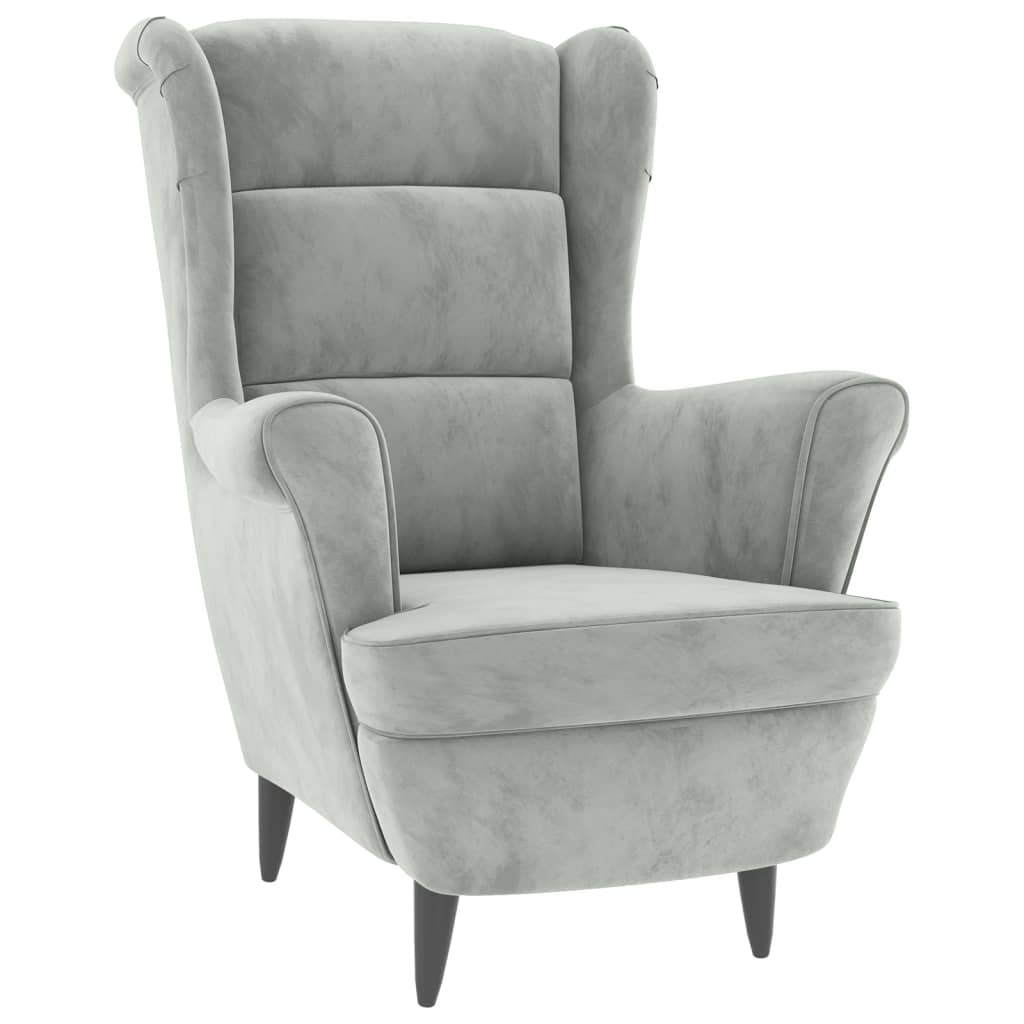 Fauteuil met voetenbank fluweel lichtgrijs Fauteuils & Relaxfauteuils | Creëer jouw Trendy Thuis | Gratis bezorgd & Retour | Trendy.nl