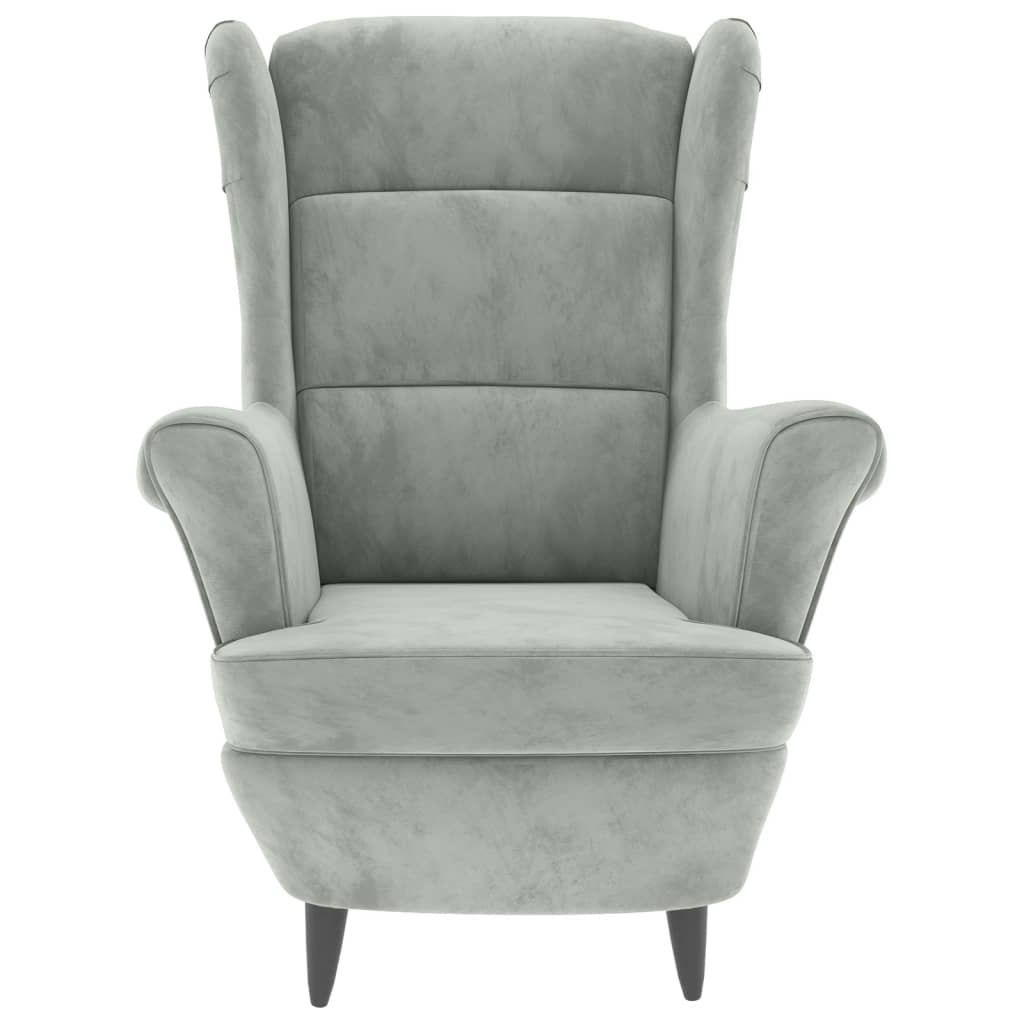 Fauteuil met voetenbank fluweel lichtgrijs Fauteuils & Relaxfauteuils | Creëer jouw Trendy Thuis | Gratis bezorgd & Retour | Trendy.nl