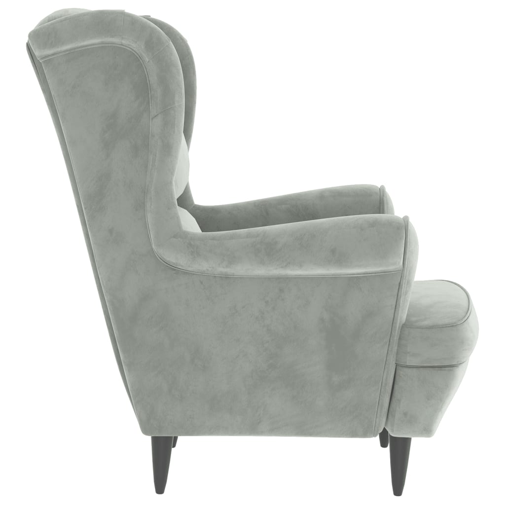 Fauteuil met voetenbank fluweel lichtgrijs Fauteuils & Relaxfauteuils | Creëer jouw Trendy Thuis | Gratis bezorgd & Retour | Trendy.nl