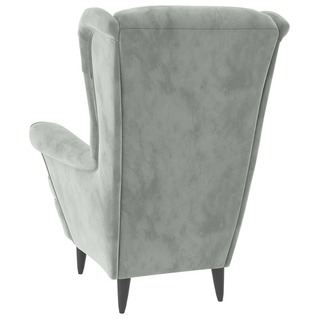 Fauteuil met voetenbank fluweel lichtgrijs Fauteuils & Relaxfauteuils | Creëer jouw Trendy Thuis | Gratis bezorgd & Retour | Trendy.nl