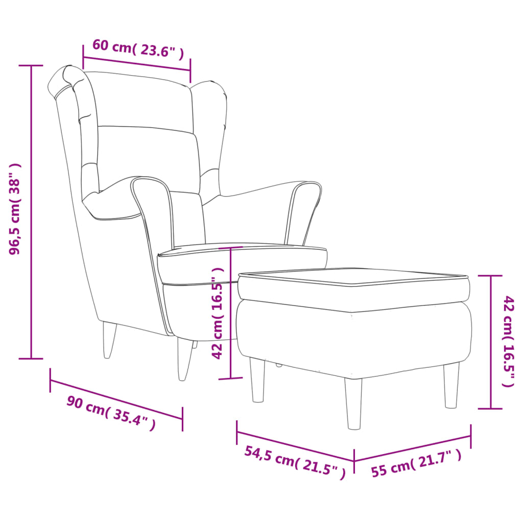 Fauteuil met voetenbank fluweel lichtgrijs Fauteuils & Relaxfauteuils | Creëer jouw Trendy Thuis | Gratis bezorgd & Retour | Trendy.nl