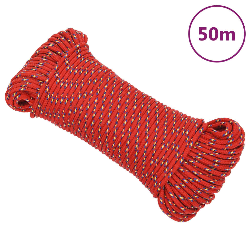 Boottouw 4 mm 50 m polypropyleen rood Touw | Creëer jouw Trendy Thuis | Gratis bezorgd & Retour | Trendy.nl