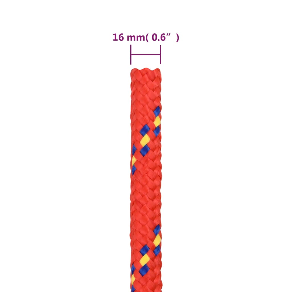 Boottouw 16 mm 100 m polypropyleen rood